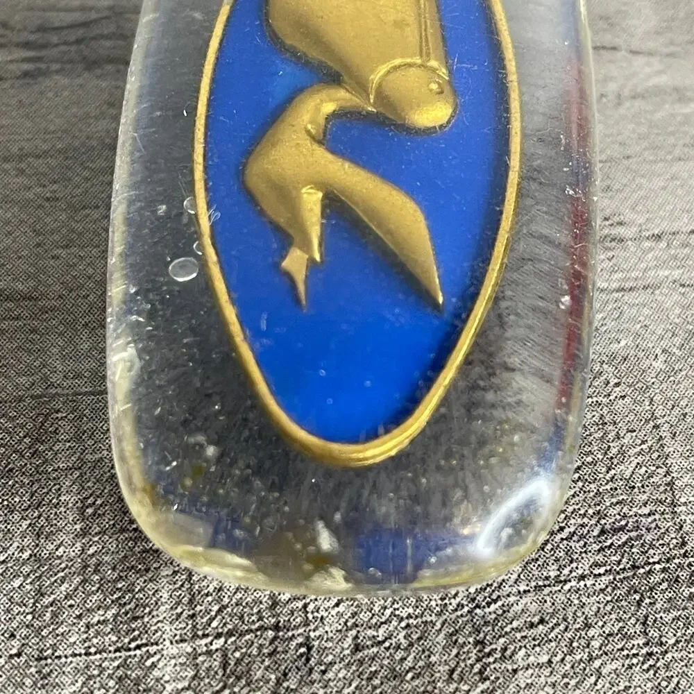 Vintage Air France Pelican Cargo Jet Acrylic & Brass Keychain Luggage Tag